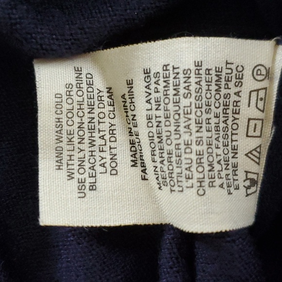 Anthropologie Batwing Sweater Size L Navy Blue Greenish Yellow Stripes LS - Picture 8 of 14